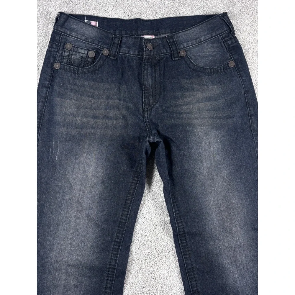 True Religion Jeans Mens Size 38 Black Denim Straight‎ Leg USA Made